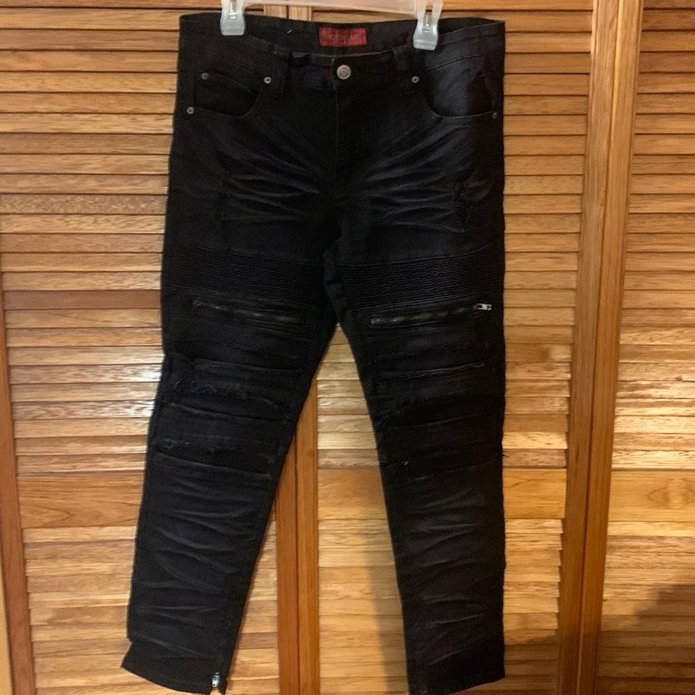 Victorious black distressed biker jeans (W 32 L 30)
